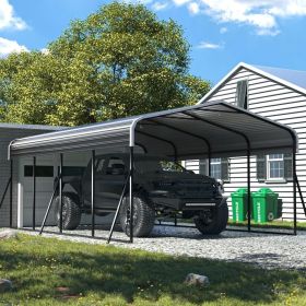 12x20 FT Carport Garage with Updated Frame Structure Galvanized Steel Roof and Enhanced Base, Heavy Duty Carport Garage