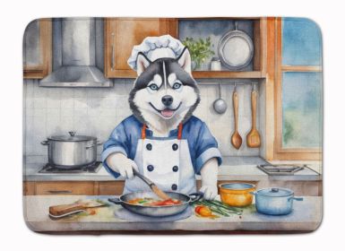 Siberian Husky The Chef Memory Foam Kitchen Mat Machine Washable Anti-Fatigue Mat Cushion Comfort Bath Mat or Kitchen Rug